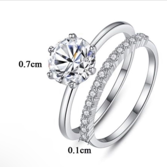 925 Sterling Silver Stackable Created Moissanite Ring - Picture 3 of 7